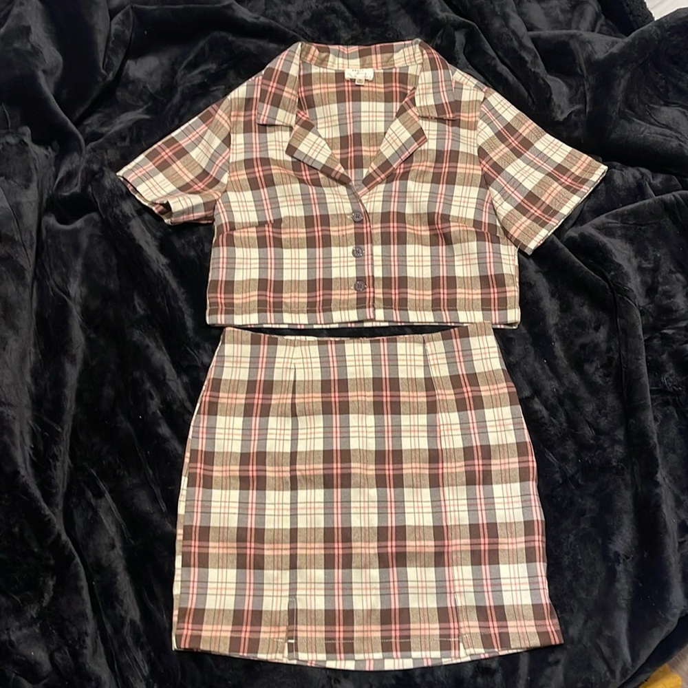 Dizzy Lizzy | Plaid Top and Skirt Set
